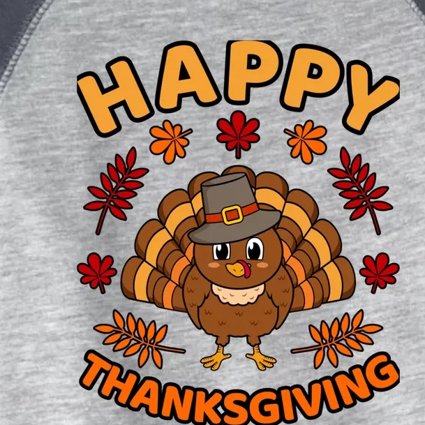 Happy Thanksgiving Funny Turkey Family Graphic Toddler Fine Jersey T-Shirt