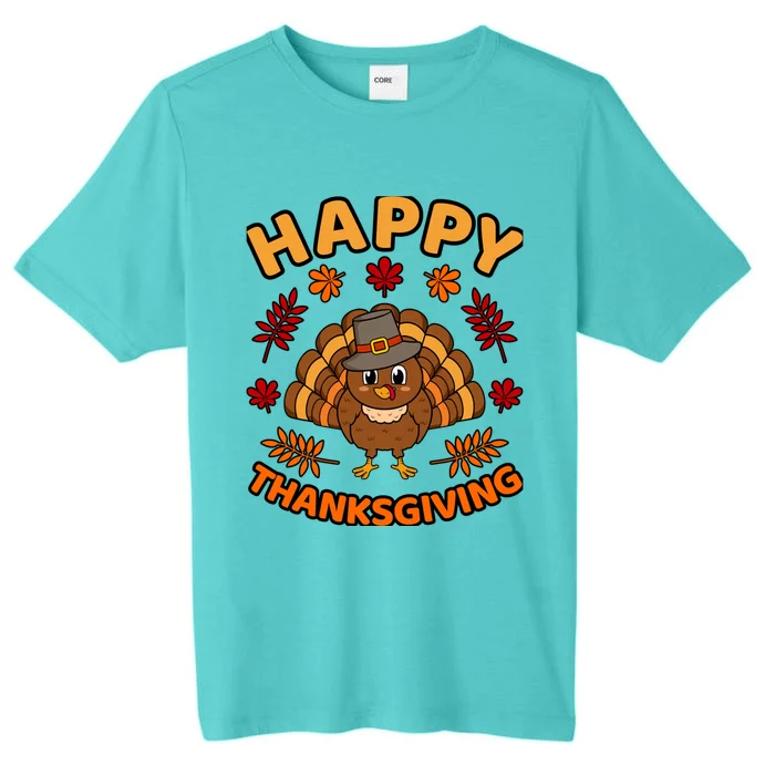 Happy Thanksgiving Funny Turkey Family Graphic ChromaSoft Performance T-Shirt