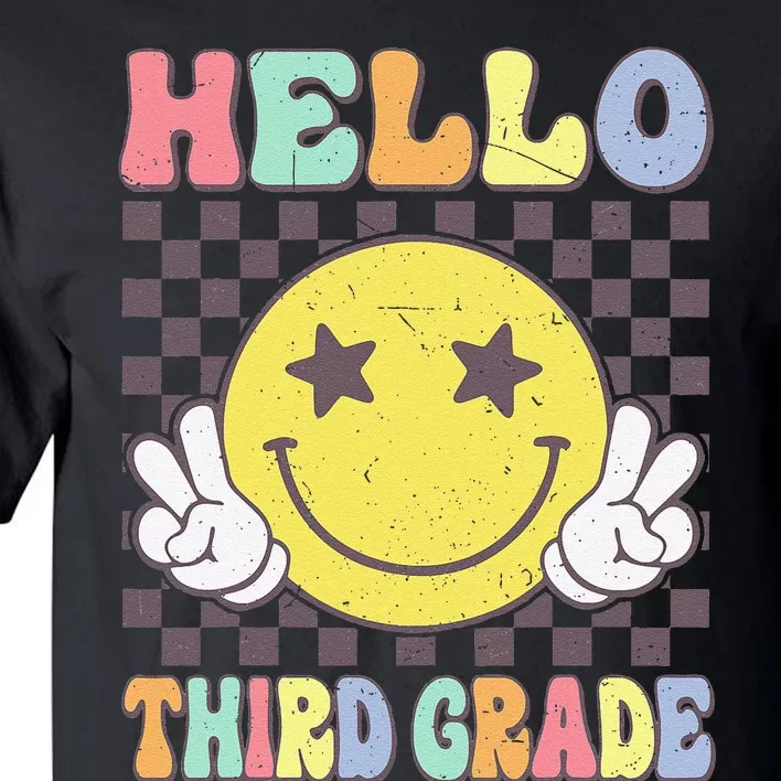 Hello Third Grade Hippie Smile Face 3rd Grade Back To School Gift Tall T-Shirt