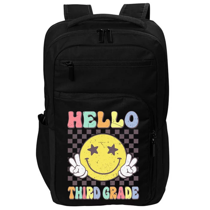 Hello Third Grade Hippie Smile Face 3rd Grade Back To School Gift Impact Tech Backpack