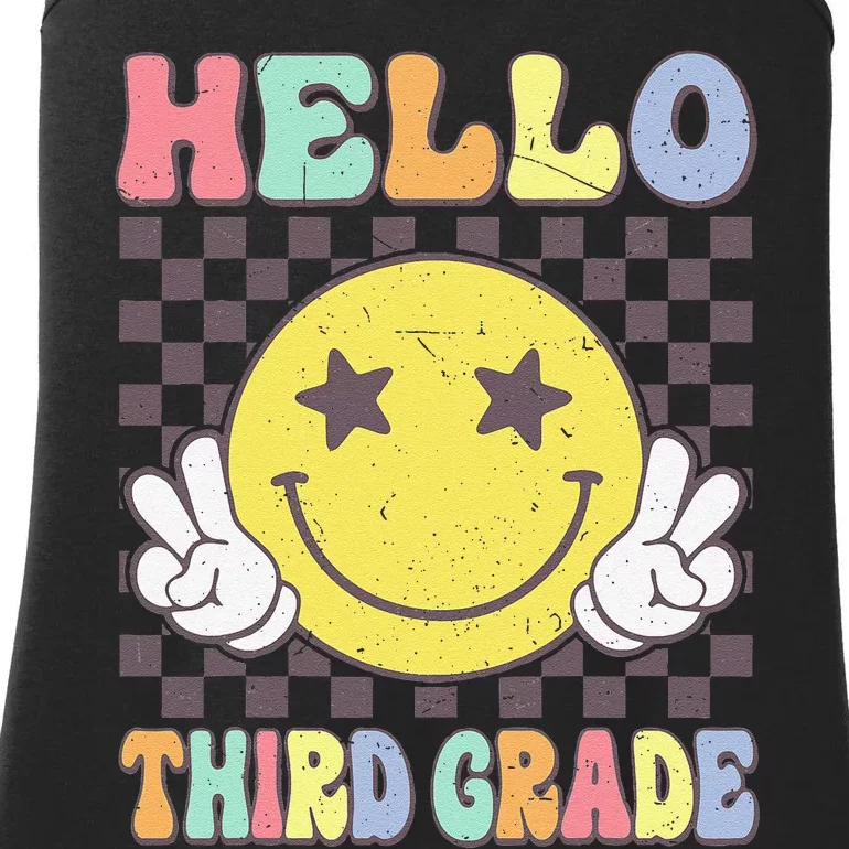 Hello Third Grade Hippie Smile Face 3rd Grade Back To School Gift Ladies Essential Tank