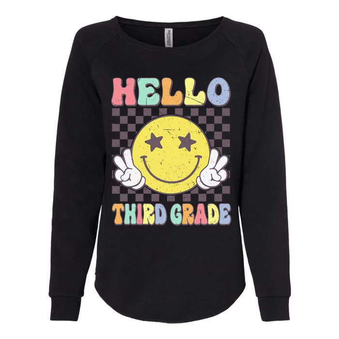 Hello Third Grade Hippie Smile Face 3rd Grade Back To School Gift Womens California Wash Sweatshirt