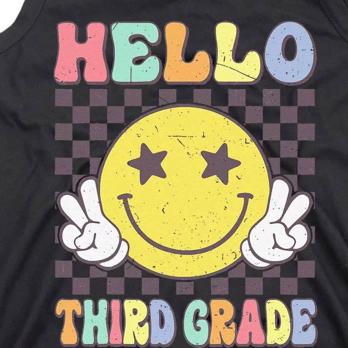 Hello Third Grade Hippie Smile Face 3rd Grade Back To School Gift Tank Top