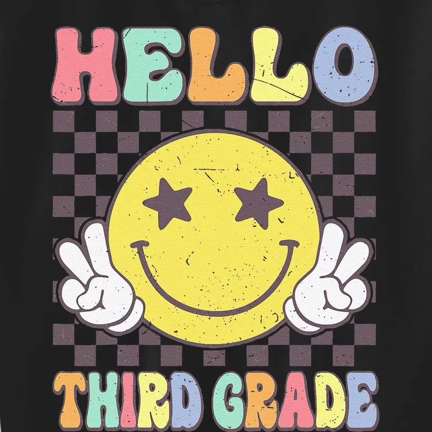 Hello Third Grade Hippie Smile Face 3rd Grade Back To School Gift Kids Sweatshirt