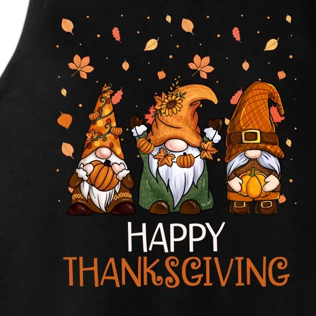 Happy Thanksgiving Gnome Squad Ladies Tri-Blend Wicking Tank