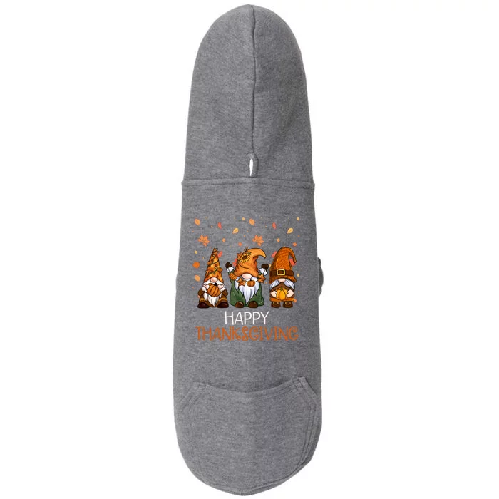 Happy Thanksgiving Gnome Squad Doggie 3-End Fleece Hoodie