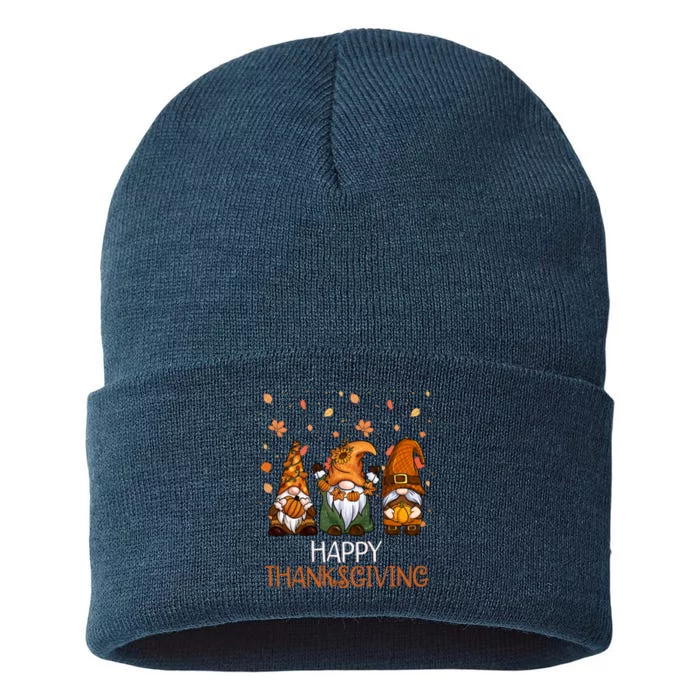 Happy Thanksgiving Gnome Squad Sustainable Knit Beanie