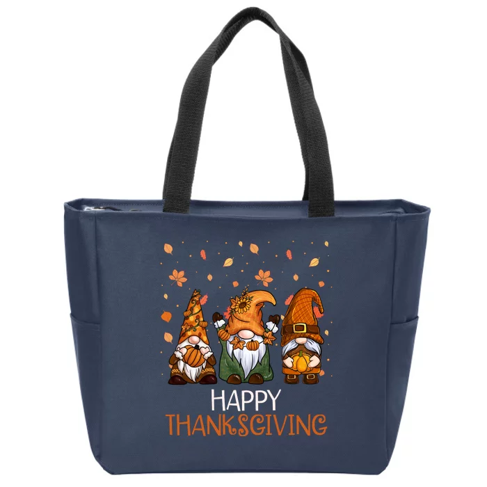 Happy Thanksgiving Gnome Squad Zip Tote Bag