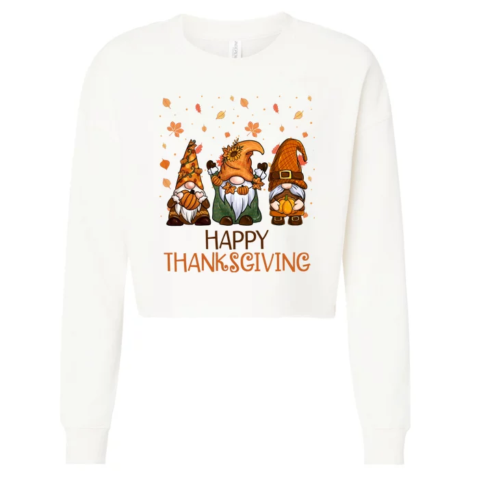 Happy Thanksgiving Gnome Squad Cropped Pullover Crew