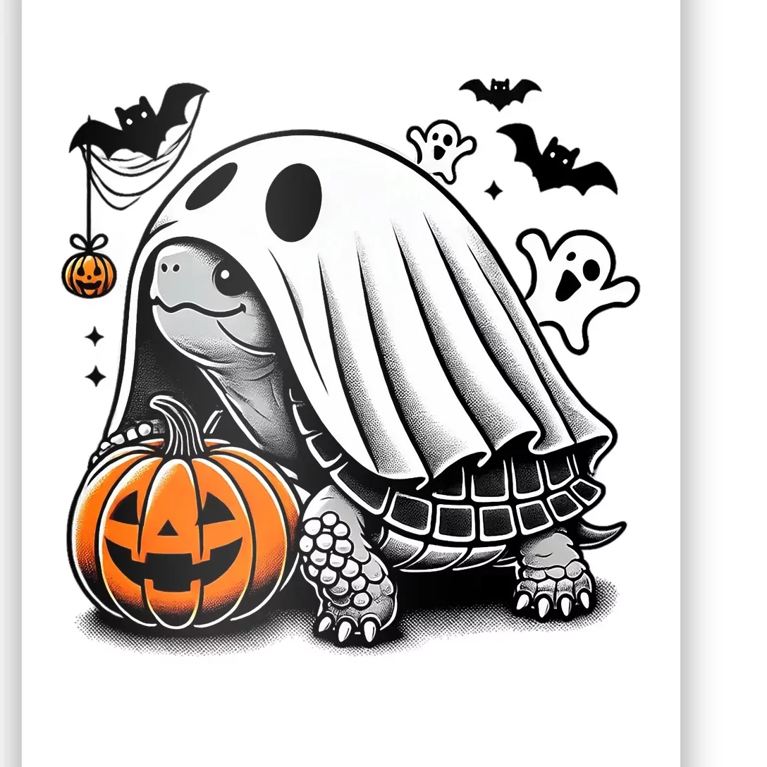 Halloween Turtle Ghost Pumpkin Costume Terrapin Tortoise Poster