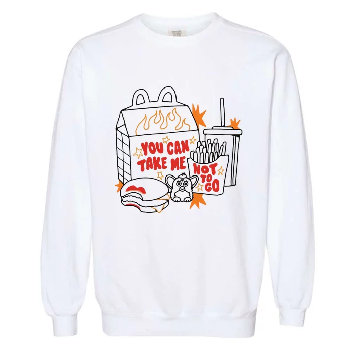 Hot To Go Cheese Burger Lipstick Garment-Dyed Sweatshirt