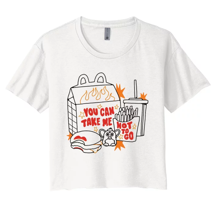 Hot To Go Cheese Burger Lipstick Women's Crop Top Tee