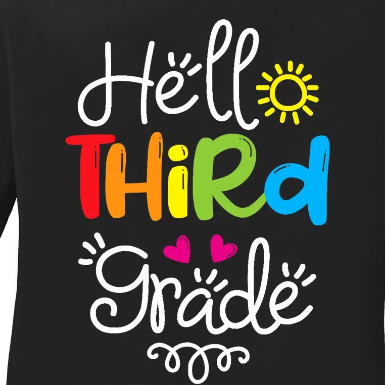 Hello Third Grade Fun 3rd Grade Back to School Gift Ladies Long Sleeve Shirt