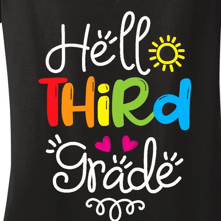 Hello Third Grade Fun 3rd Grade Back to School Gift Women's V-Neck T-Shirt