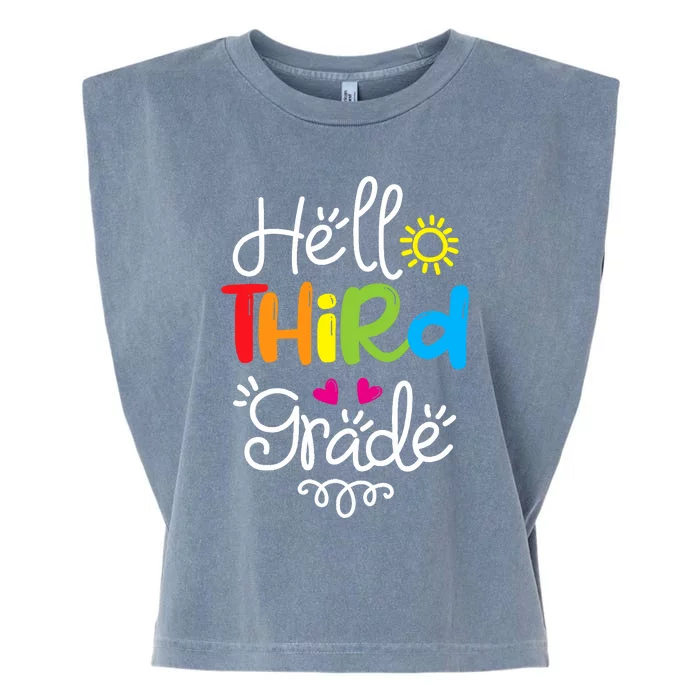 Hello Third Grade Fun 3rd Grade Back to School Gift Garment-Dyed Women's Muscle Tee