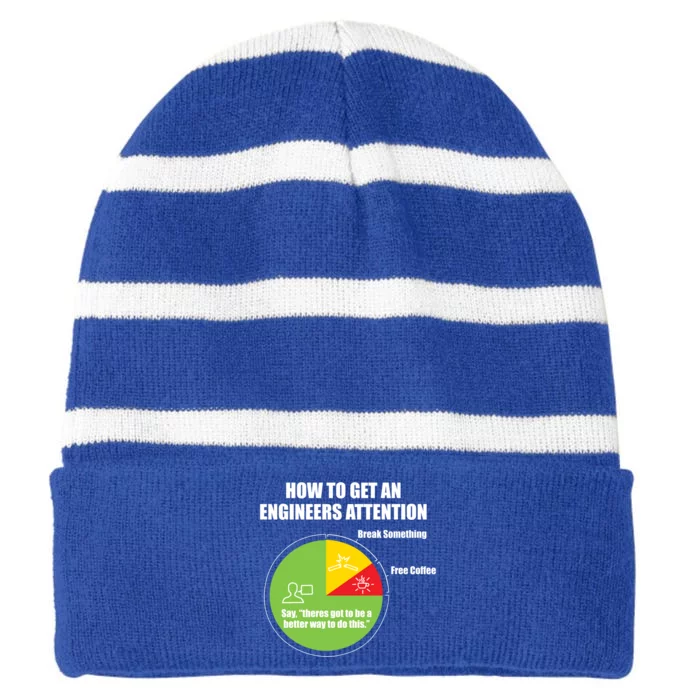 How To Get An Engineers Attention: Engineering Funny Gift Striped Beanie with Solid Band