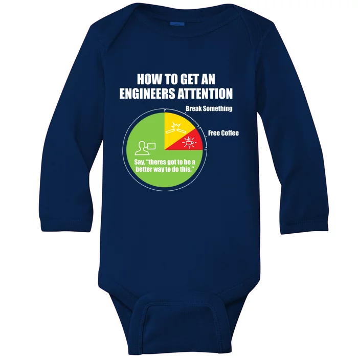 How To Get An Engineers Attention: Engineering Funny Gift Baby Long Sleeve Bodysuit