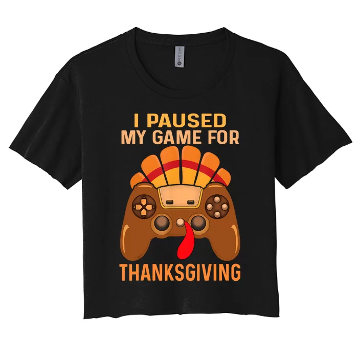 Happy Thanksgiving Gaming Fall Turkey Gamer Women's Crop Top Tee