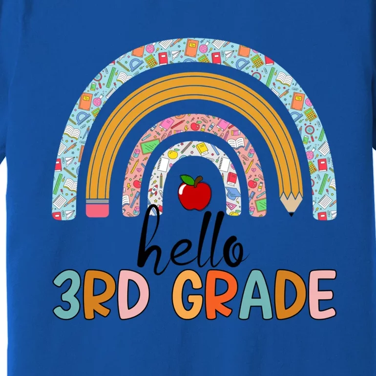 Hello Third Grade Rainbow First Day Of 3Rd Grade Teacher Funny Gift Premium T-Shirt