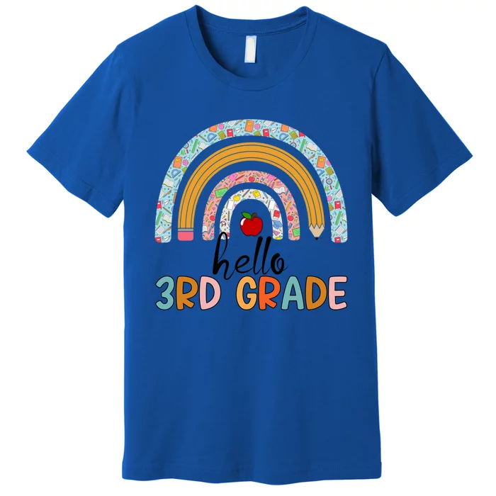 Hello Third Grade Rainbow First Day Of 3Rd Grade Teacher Funny Gift Premium T-Shirt