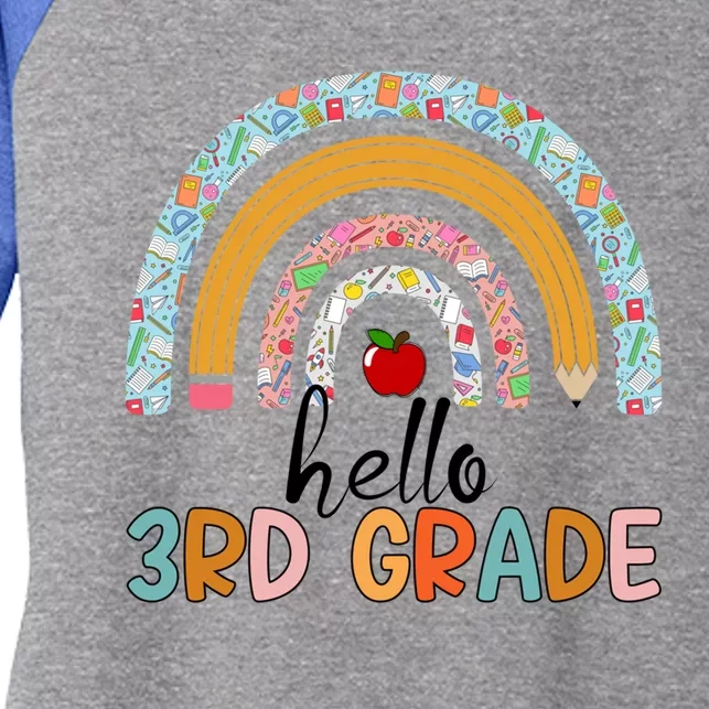 Hello Third Grade Rainbow First Day Of 3Rd Grade Teacher Funny Gift Women's Tri-Blend 3/4-Sleeve Raglan Shirt