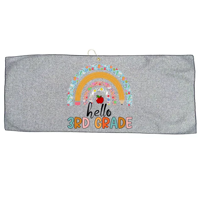 Hello Third Grade Rainbow First Day Of 3Rd Grade Teacher Funny Gift Large Microfiber Waffle Golf Towel