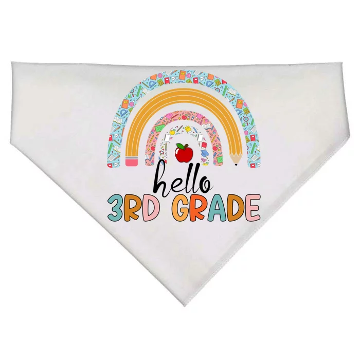 Hello Third Grade Rainbow First Day Of 3Rd Grade Teacher Funny Gift USA-Made Doggie Bandana