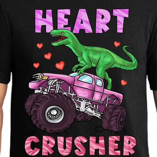 Heart Tmeaningful Giftrex Crusher Dinosaur Valentines Day Gift Pajama Set