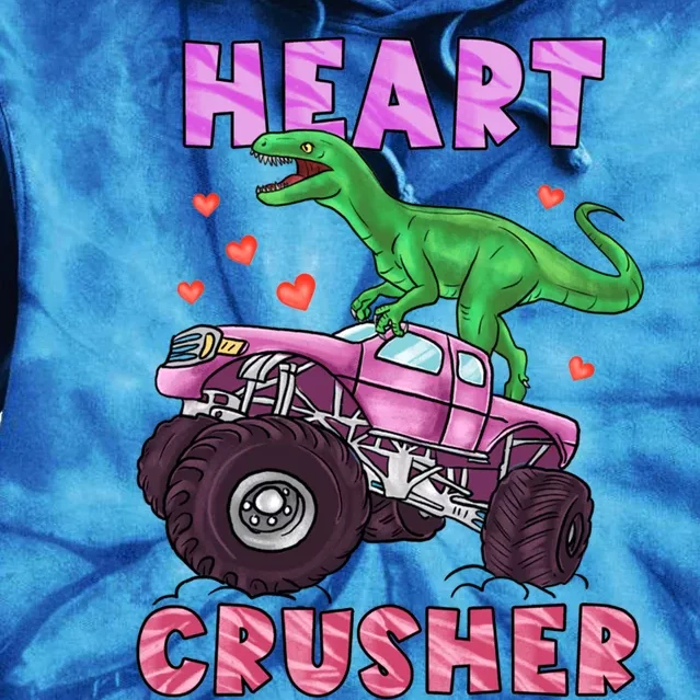 Heart Tmeaningful Giftrex Crusher Dinosaur Valentines Day Gift Tie Dye Hoodie