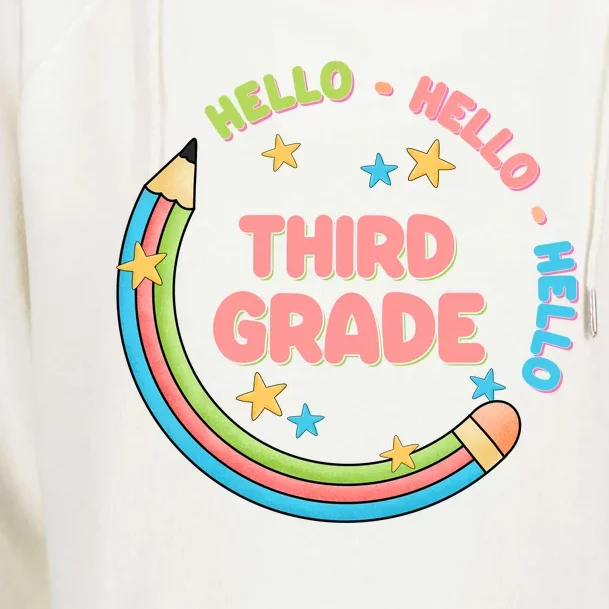 Hello Third Grade Womens Funnel Neck Pullover Hood