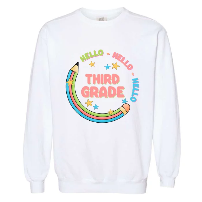 Hello Third Grade Garment-Dyed Sweatshirt