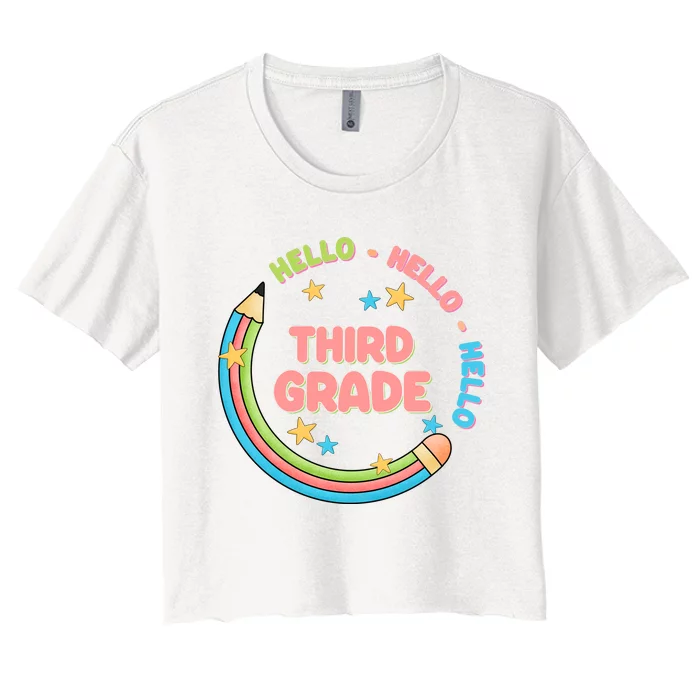 Hello Third Grade Women's Crop Top Tee