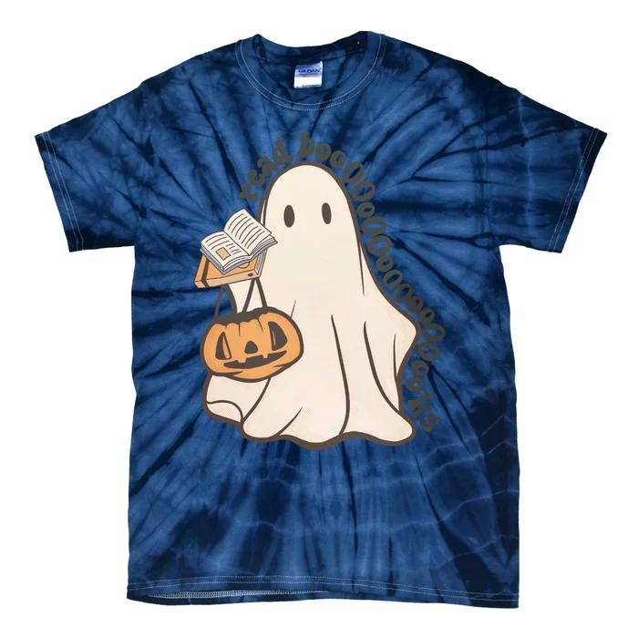 Halloween Teacher Ghost Reading Spooky Season Tie-Dye T-Shirt