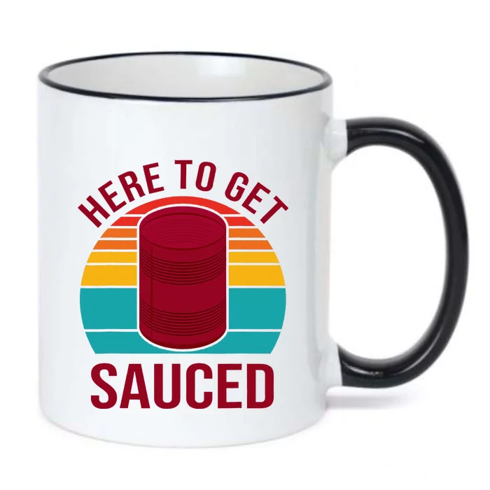 Here To Get Sauced Funny Retro Black Color Changing Mug