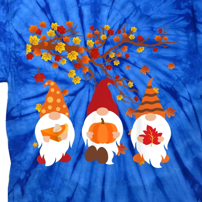 Halloween Three Gnomes Hat Leopard Pumpkin Fall Leaves Cool Gift Tie-Dye T-Shirt