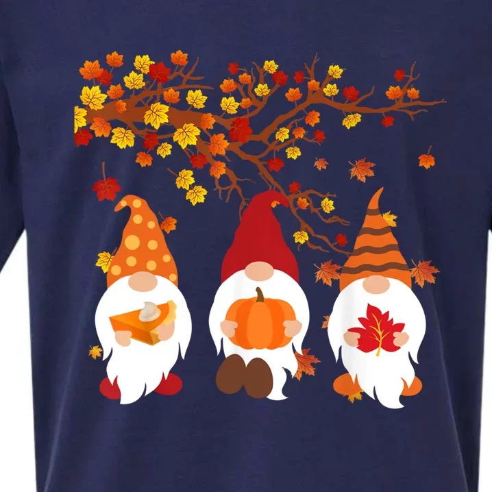 Halloween Three Gnomes Hat Leopard Pumpkin Fall Leaves Cool Gift Sueded Cloud Jersey T-Shirt