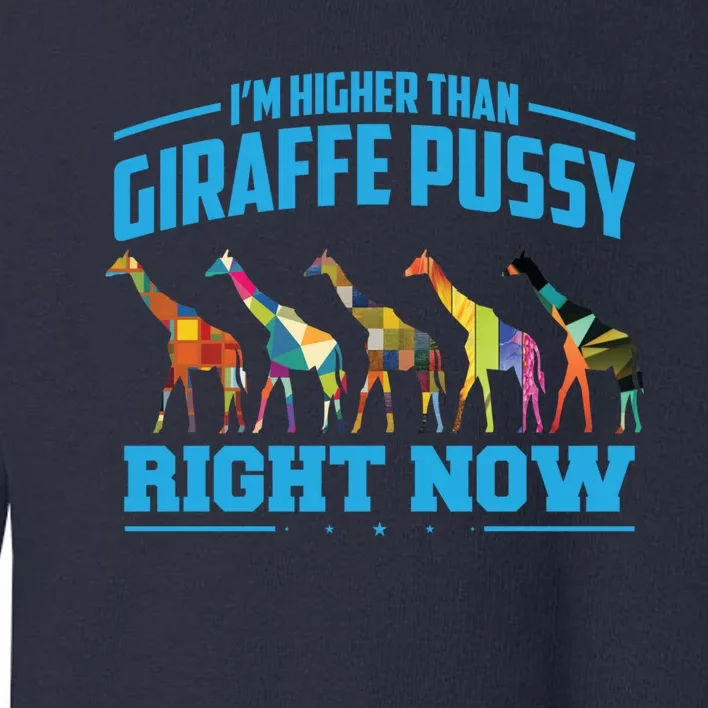 Higher Than Giraffe Pussy | Funny Marijuana Sayings Gift Toddler Sweatshirt