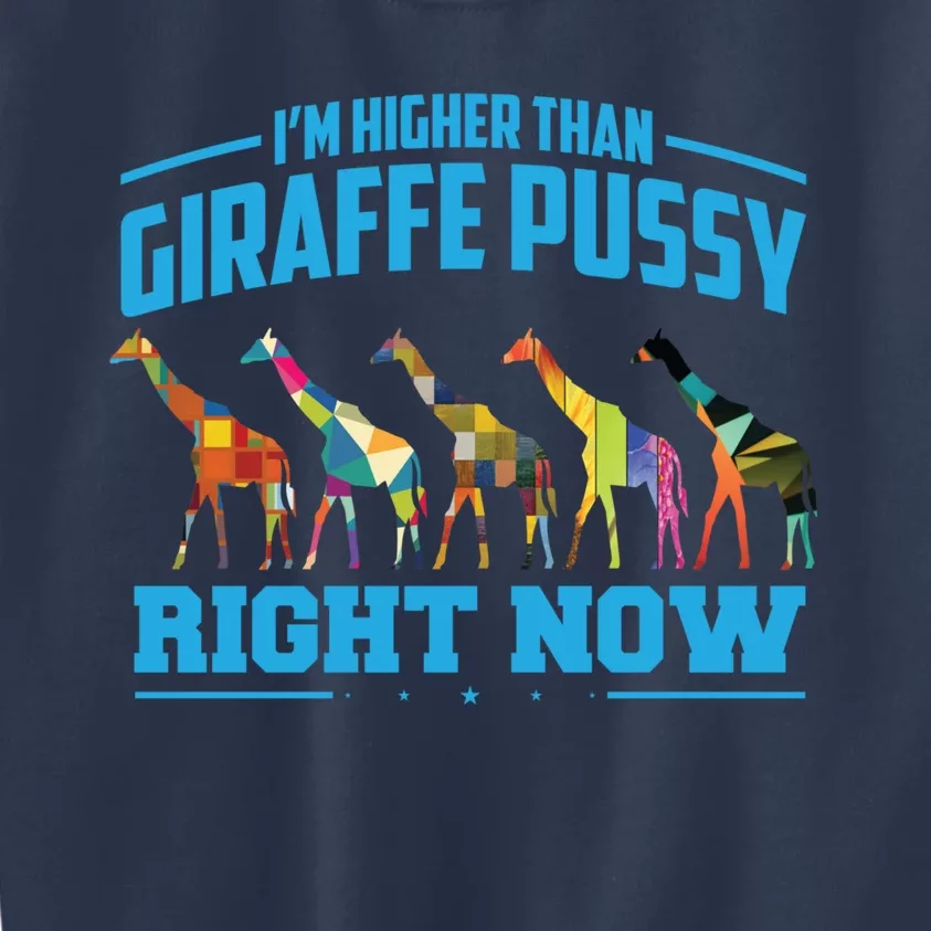 Higher Than Giraffe Pussy | Funny Marijuana Sayings Gift Kids Sweatshirt