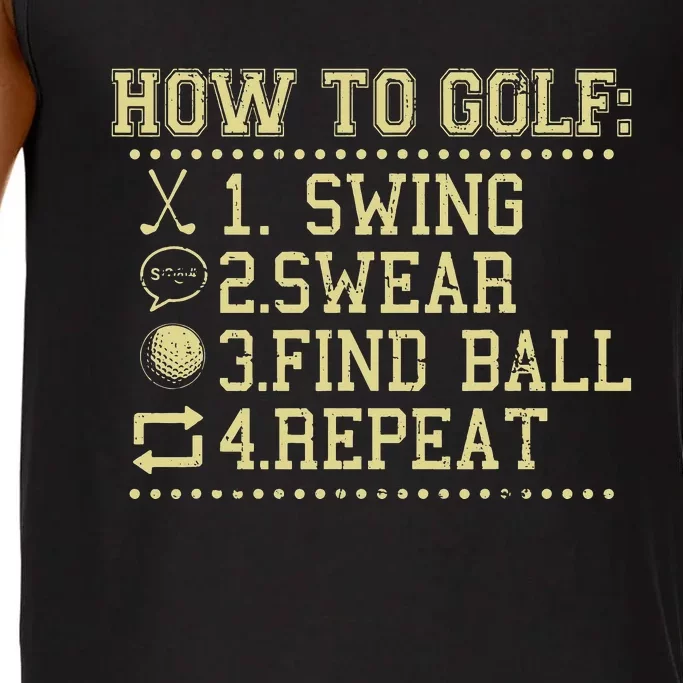 How To Golf Funny Vintage Tee For Golfers Golf Lover Comfort Colors® Tank Top