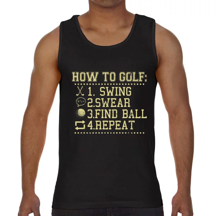 How To Golf Funny Vintage Tee For Golfers Golf Lover Comfort Colors® Tank Top