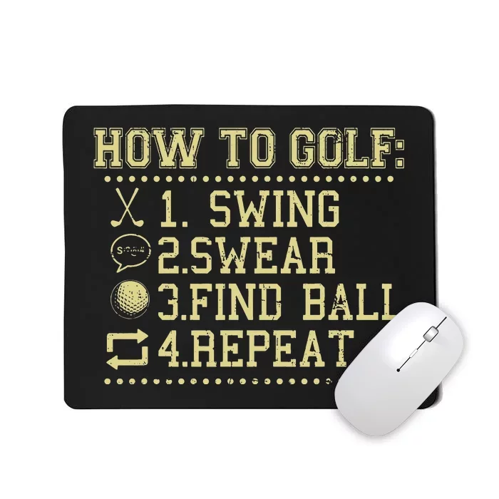 How To Golf Funny Vintage Tee For Golfers Golf Lover Mousepad