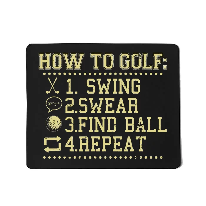 How To Golf Funny Vintage Tee For Golfers Golf Lover Mousepad