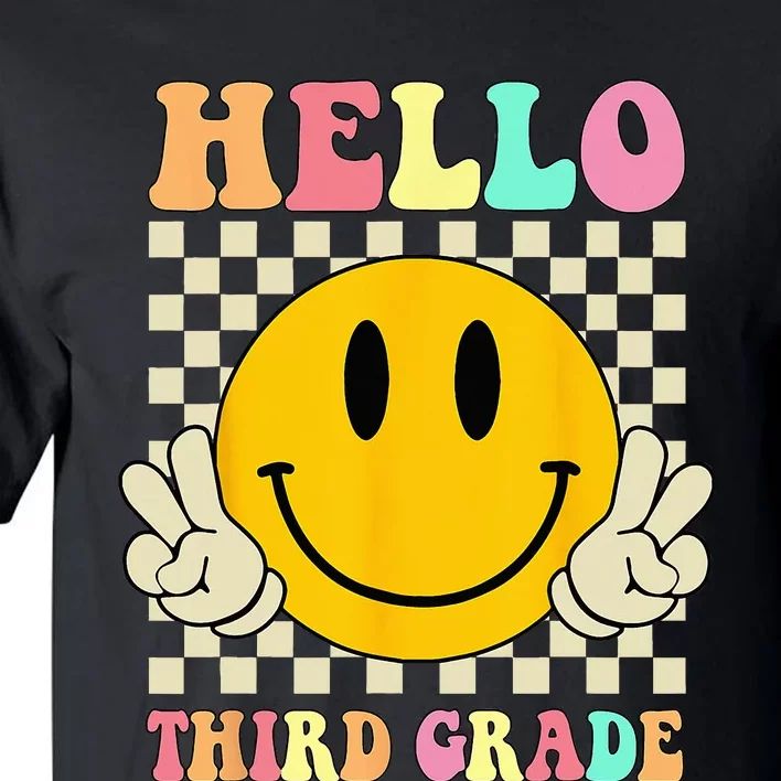 Hello Third Grade Hippie Smile Face 3rd Grade Back To School Tall T-Shirt