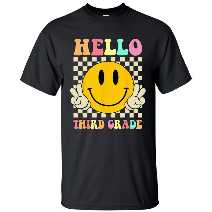 Hello Third Grade Hippie Smile Face 3rd Grade Back To School Tall T-Shirt