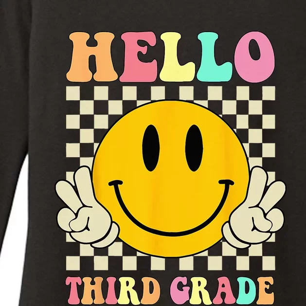 Hello Third Grade Hippie Smile Face 3rd Grade Back To School Womens CVC Long Sleeve Shirt