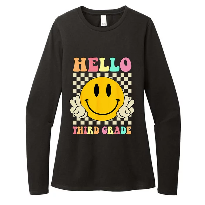 Hello Third Grade Hippie Smile Face 3rd Grade Back To School Womens CVC Long Sleeve Shirt