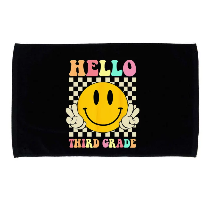 Hello Third Grade Hippie Smile Face 3rd Grade Back To School Microfiber Hand Towel