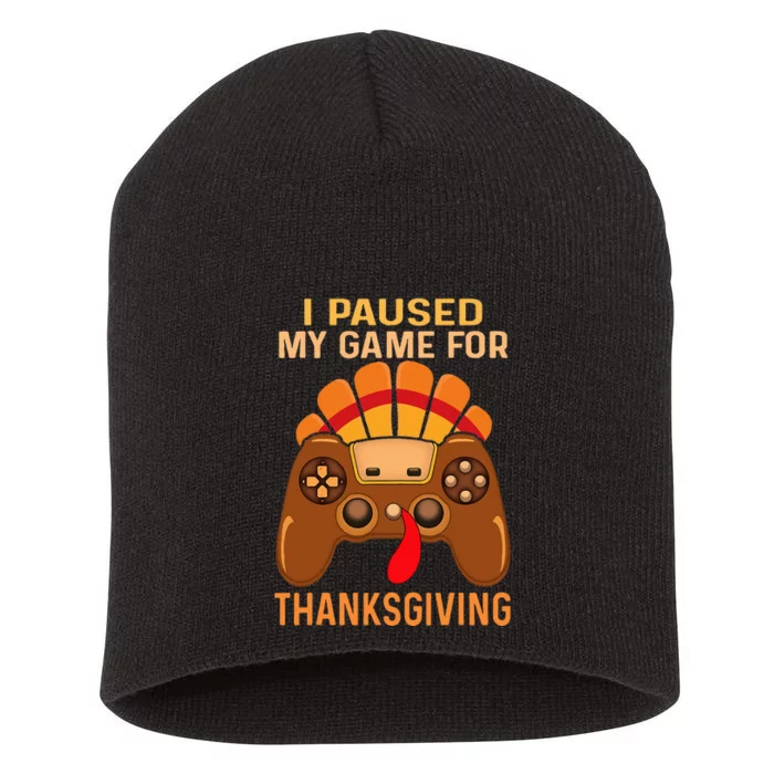 Happy Thanksgiving gaming fall Turkey gamer Short Acrylic Beanie