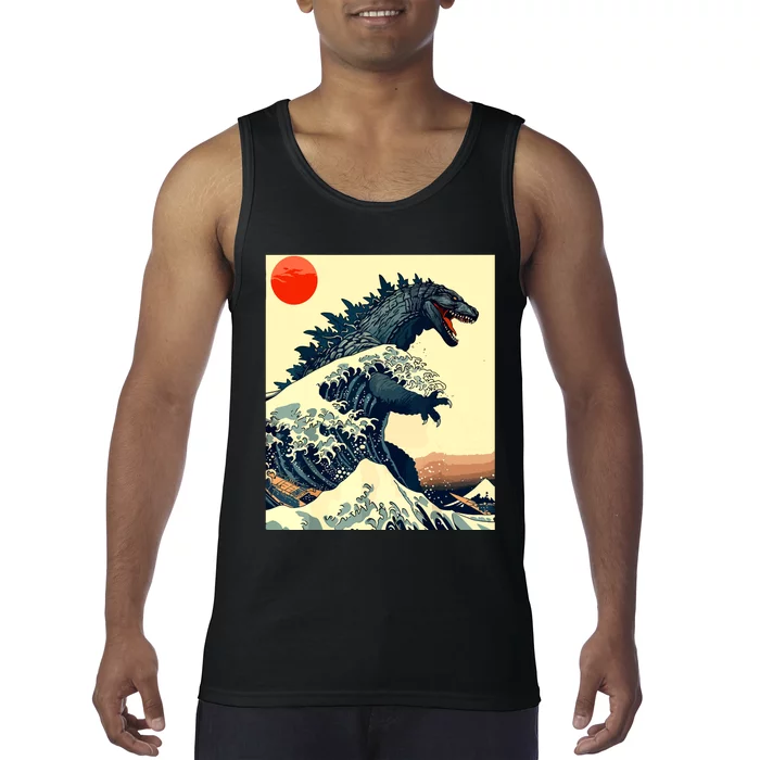 Hokusai The Great Kaiju Off Kanagawa Vintage Japanese Art Tank Top