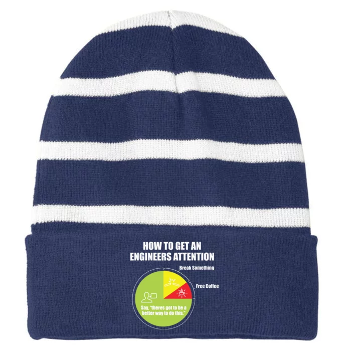 How To Get An Engineers Attention Engineering Funny Striped Beanie with Solid Band